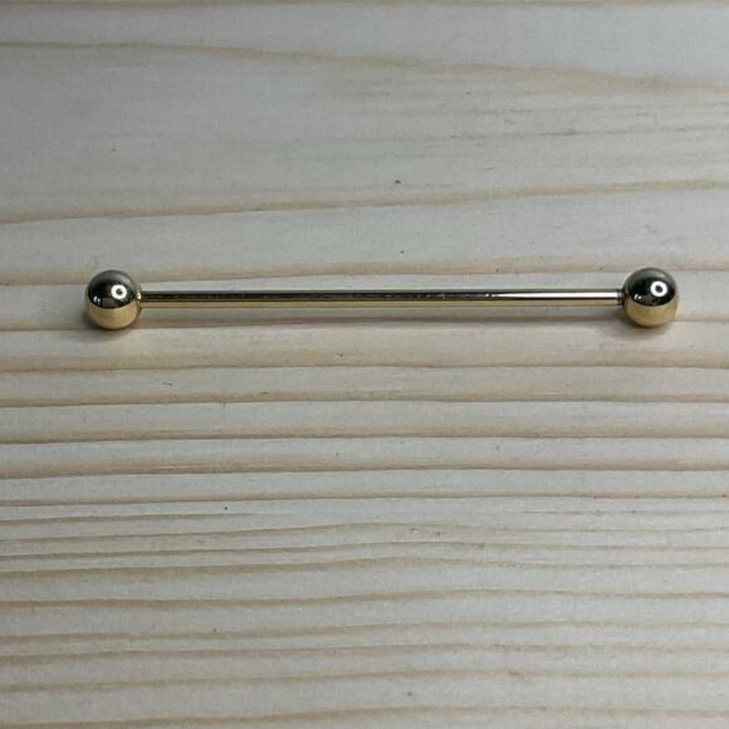 Gold Tone Industrial Barbell Piercing Jewelry